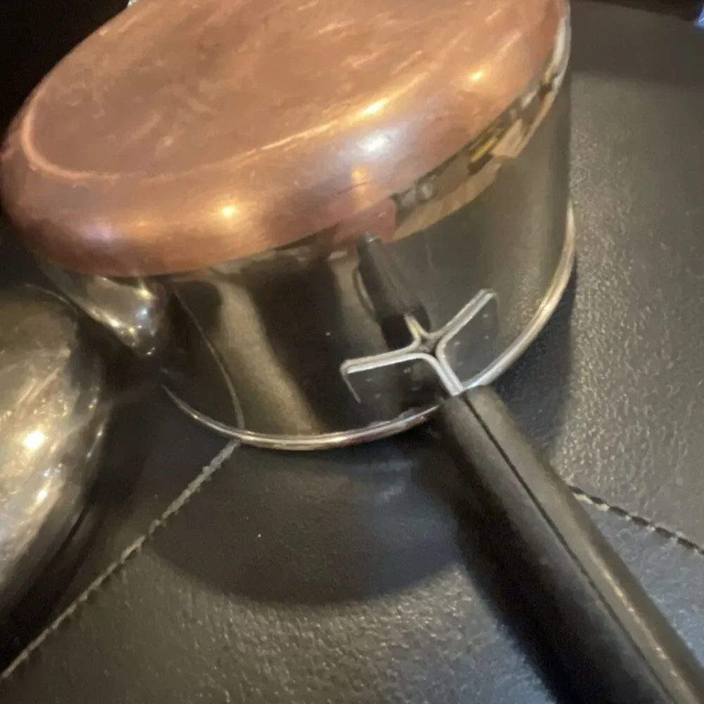 Revere Ware 1 Qt  Copper Bottom Stainless Double Ring Sauce Pan w LID 2363973